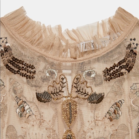 ZARA BNWT Embroidered Dress with Beading - Picture 2 of 10